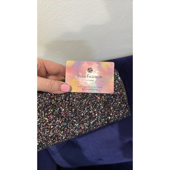Riah Fashion Glitter Wallet Clutch Zip Around Card Holder Silver - Picture 4 of 5